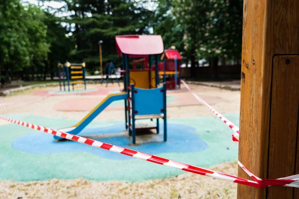 Parques Infantiles Cerrados Vacíos España Por Coronavirus Covid Crisis —  Fotos de Stock