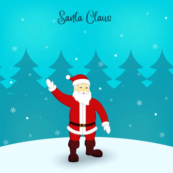Ilustración Papá Noel Lindo Con Estrellas Brillantes Copos Nieve Navidad — Vector de stock