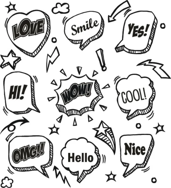 Doodle of speech bulles comiques . — Image vectorielle