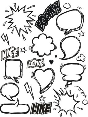 Elle çizilmiş konuşma komik kabarcıkları