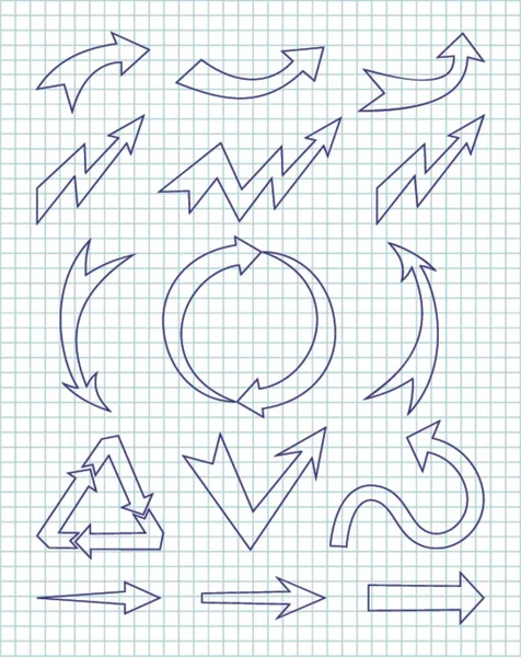 Ensemble de conception dessinée à la main flèche — Image vectorielle