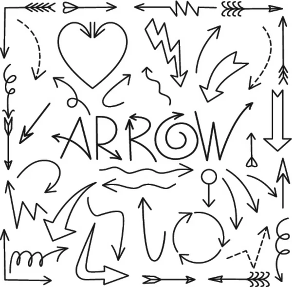 Conjunto de Arrow Hand Drawn Design — Vetor de Stock