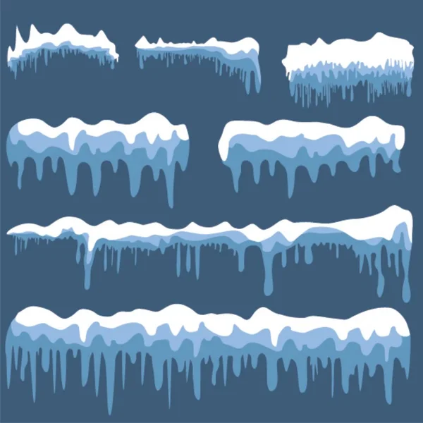 Set di elementi di design neve bianca — Vettoriale Stock