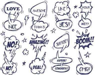 Komik konuşma balonları bir dizi 