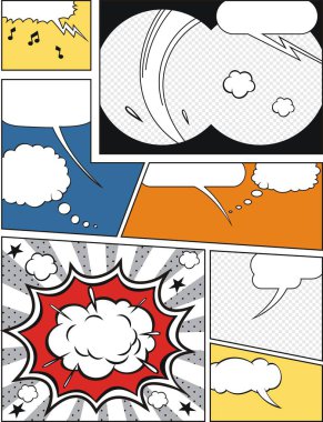 Komik konuşma balonları ve çizgi roman arka plan 