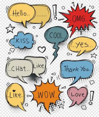 komik konuşma balonları ve öğeleri