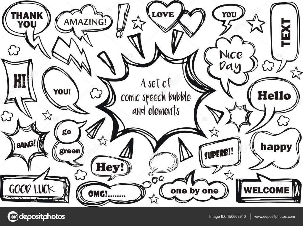 Comic Speech Bubbles And Elements Stock Vector Image By halimqd 150668940