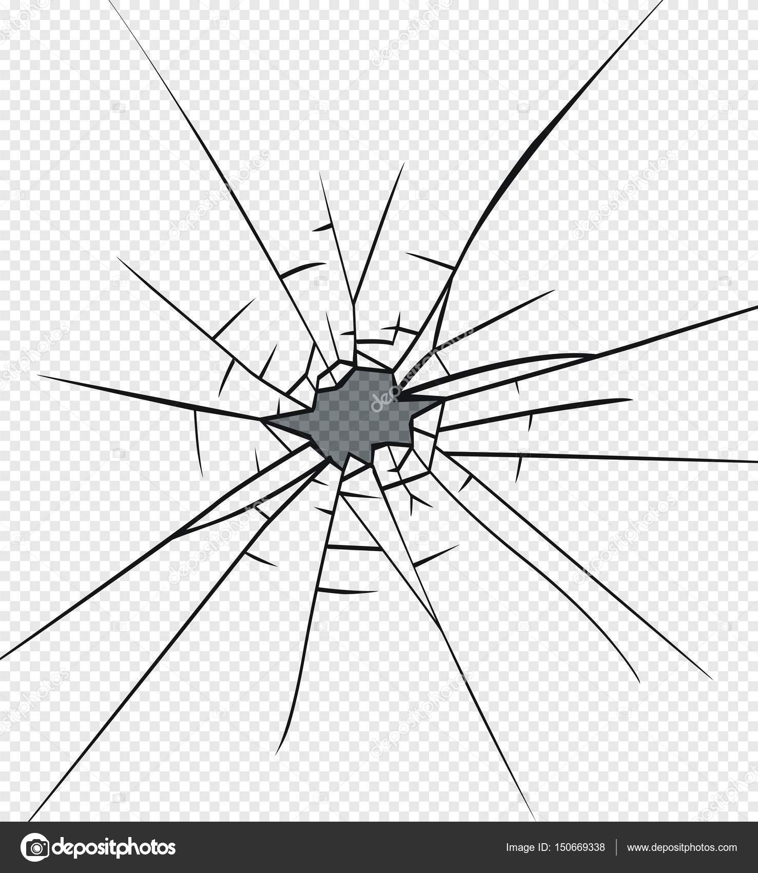 Broken glass effect. Hole in the broken glass . Stock Vector Image by