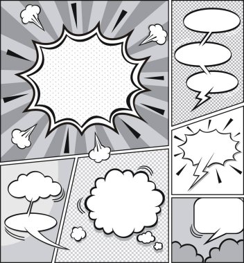 komik konuşma balonları ve çizgi roman arka plan illüstrasyon vektör