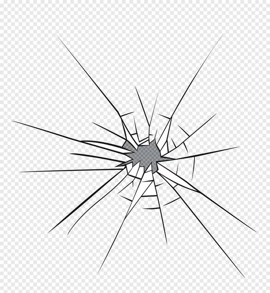 Gebroken glaseffect. Gat in de gebroken glas . — Stockvector