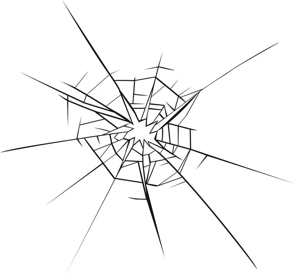 Efekt rozbitého skla. Díra v rozbité sklo . — Stockový vektor