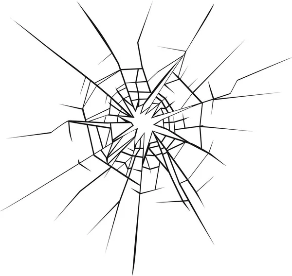 Gebroken glaseffect. Gat in de gebroken glas . — Stockvector