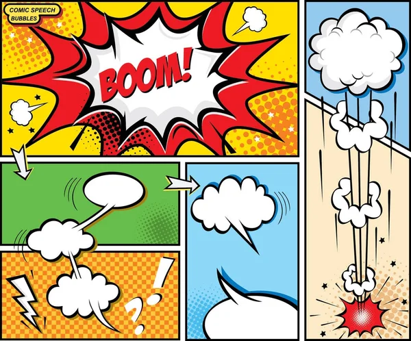 Komik konuşma balonları ve çizgi roman arka plan, vektör çizim