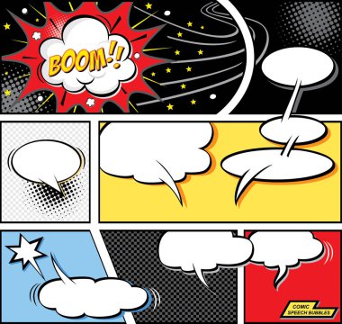 komik konuşma balonları ve çizgi roman arka plan illüstrasyon vektör