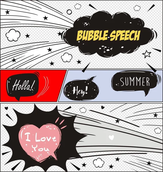 Comic Speech Bubbles Comic Strip Background Vector Illustration — Stock Vector