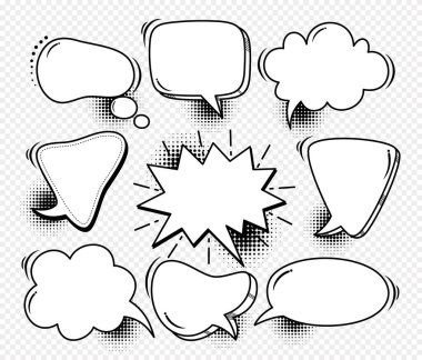 Yarım ton gölgeli komik konuşma baloncukları ve elementler