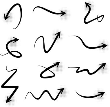 Arrow Hand Tasarım Elementi seti yarım ton arkaplanda