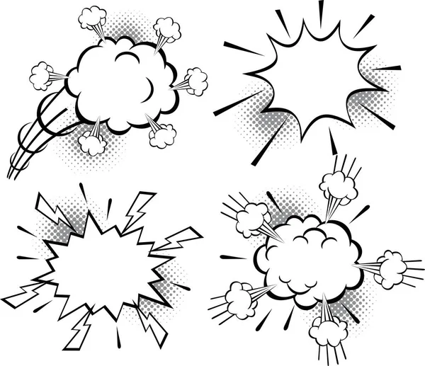 Conjunto Burbujas Habla Cómica Elementos Con Sombras Medio Tono — Archivo Imágenes Vectoriales