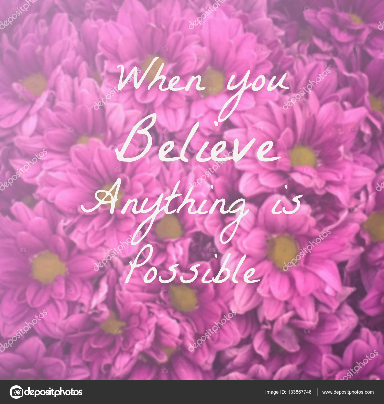 Inspirational quote on blurred flowers background — Stock ... Inspirational quote on blurred flowers background — Stock ...