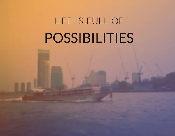 Inspirational quote on blurred  cities scape  background — Stock Photo, Image