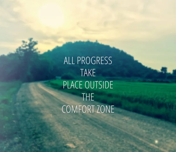 Inspirational Quote Motivational Background All Progress Take Place Comfort Zone — Stock Photo, Image