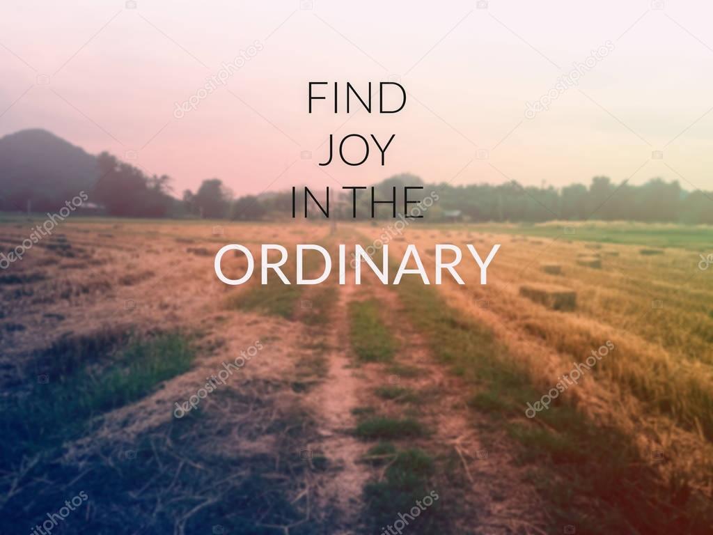 Inspirational quote & motivational background....find joy in the ordinary