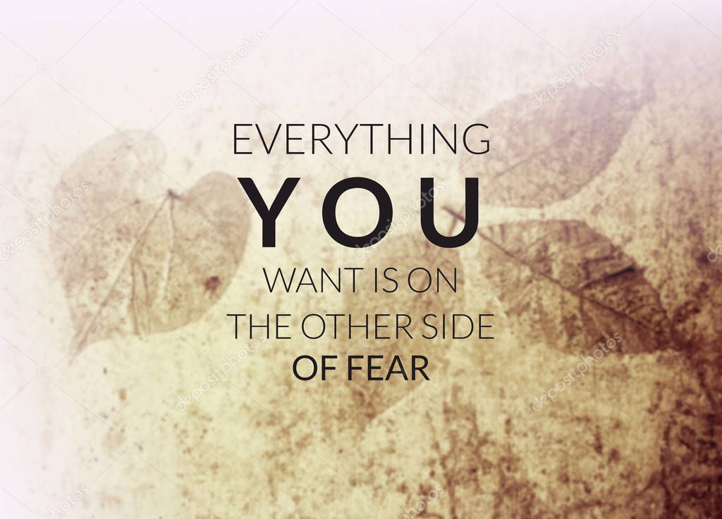 Inspirational quote & motivational background...everything you want is on the other side of fear