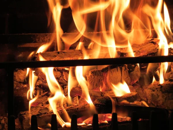 Fireplace with fire — Stock Photo, Image