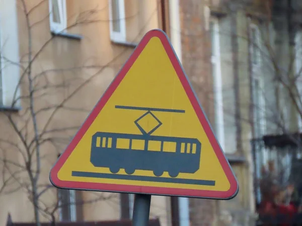 Tram warning sign