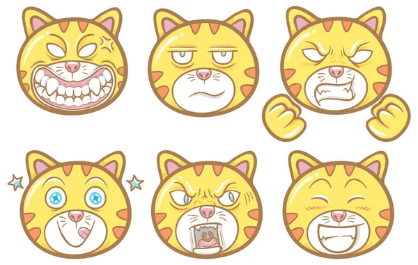 cute pet animal cat emoticons illustration set