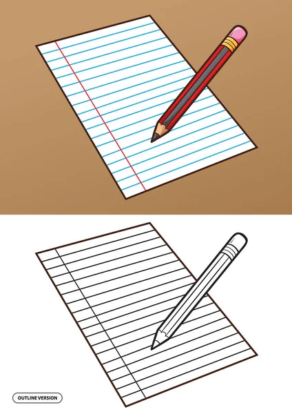 铅笔和纸图解与概要版本 — 图库矢量图片#