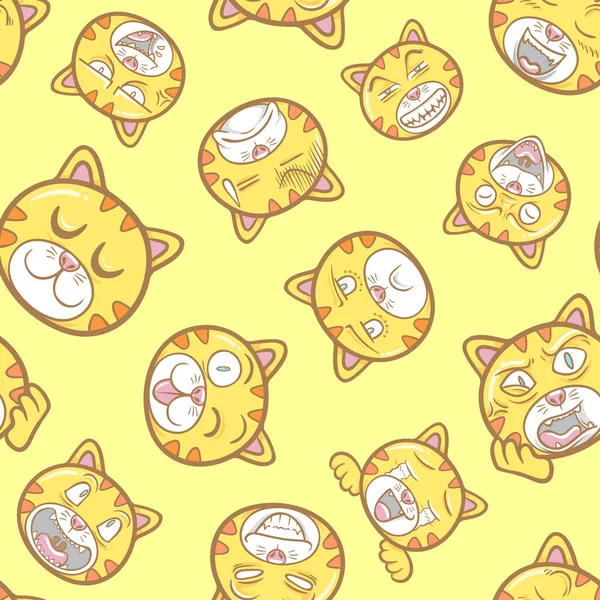 cute and funny pet animal cat emoticons illustration pattern seamless