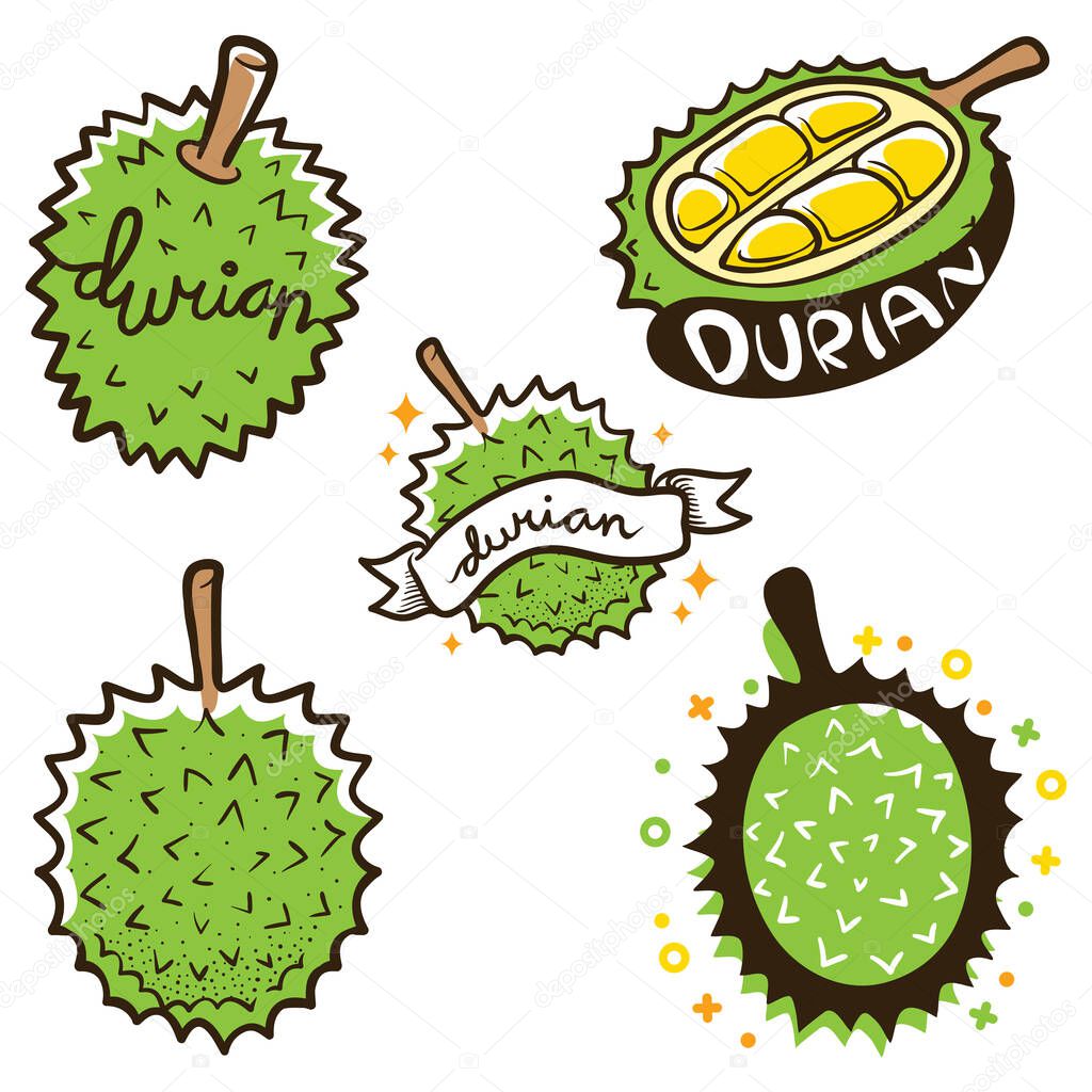 durian label logo set illustration