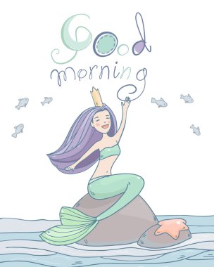 Güzel prenses deniz kızı mutlu kız 