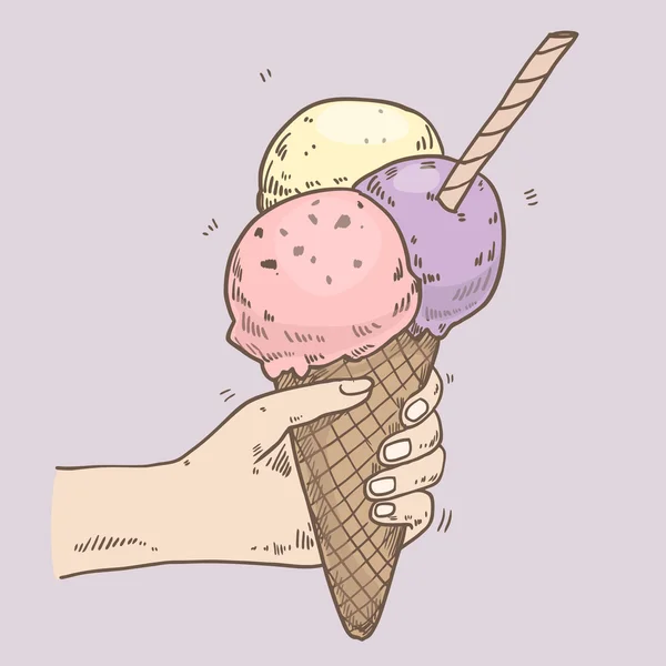 Hand mit leckerem Eis. — Stockvektor