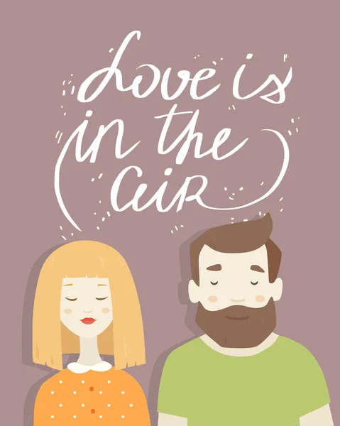 Homme et femme amoureux de la calligraphie — Image vectorielle