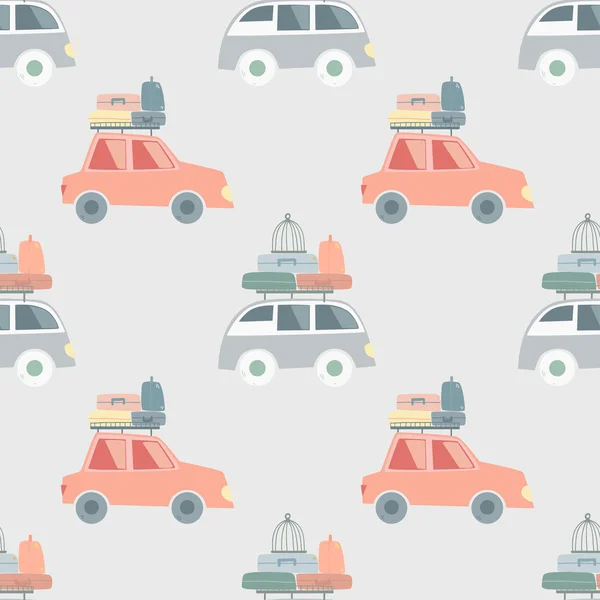 Cartoni animati auto da viaggio con bagagli — Vettoriale Stock