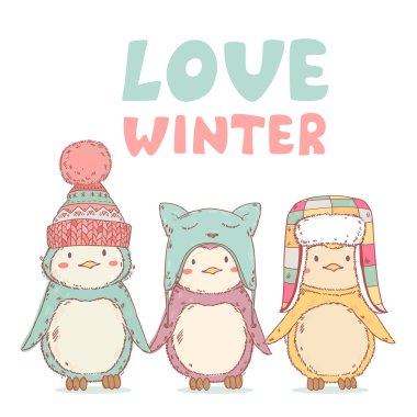 Sevimli çizgi penguenler