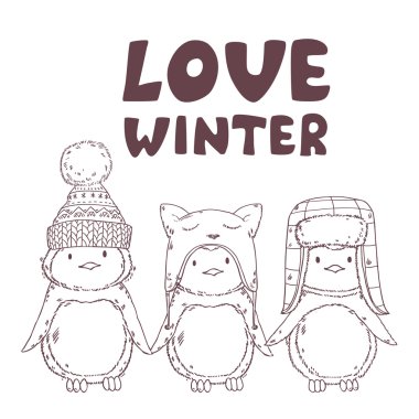 Sevimli çizgi penguenler