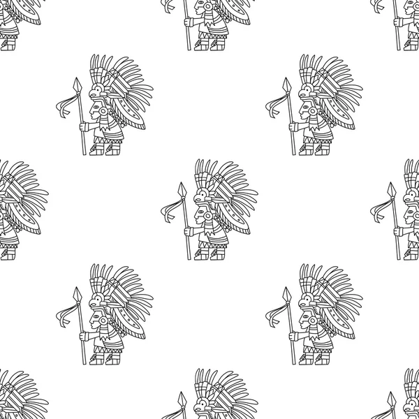 Aztec นักรบผิวแดงที่มีหอก — ภาพเวกเตอร์สต็อก