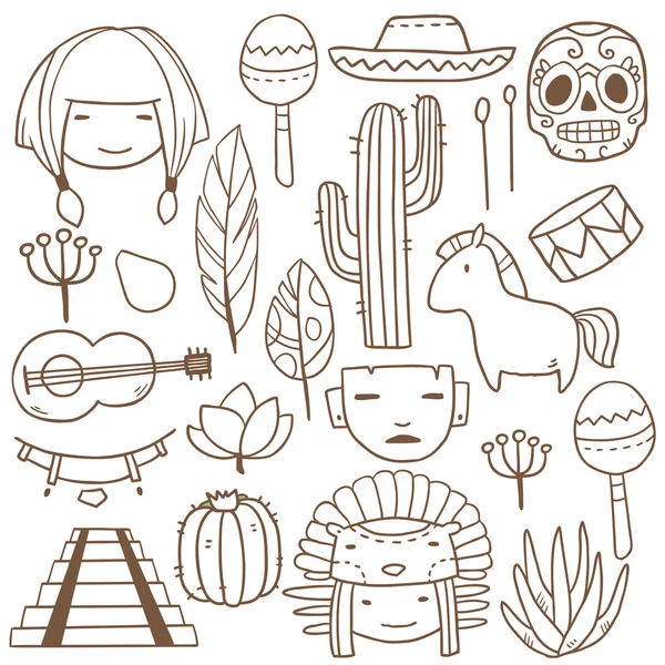 Мультяшні смішні мексиканські ікони — стоковий вектор