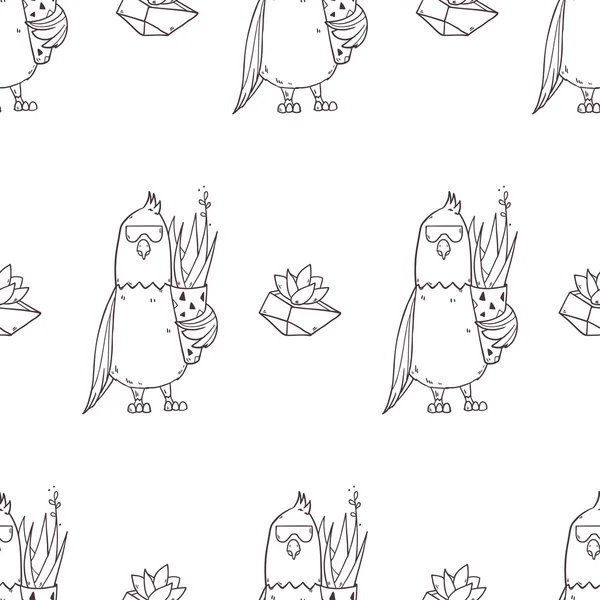 Jeu de perroquet oiseau dessin animé — Image vectorielle