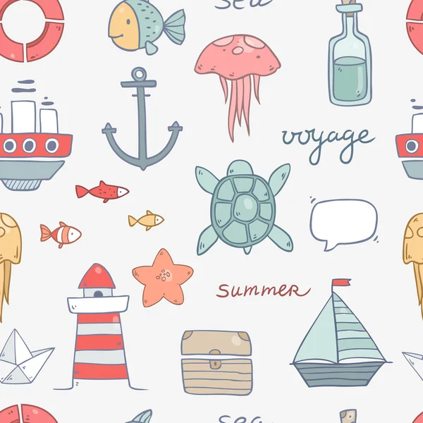 Zomer zee schattig pictogrammen. — Stockvector