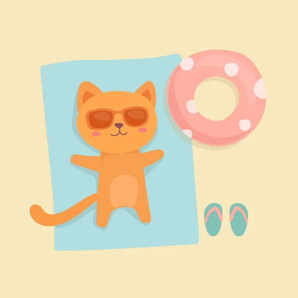 Lindo gato naranja de dibujos animados — Vector de stock