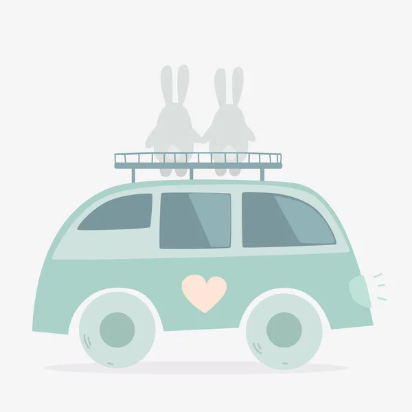 Cartoon travel car with luggage — Stock Vector © Lunter 125599464