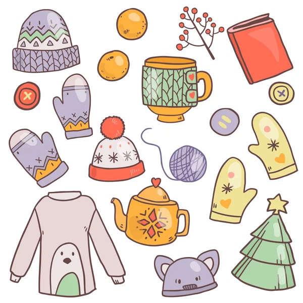 Στοιχεία χειμερινά ρούχα και άλλα — Διανυσματικό Αρχείο