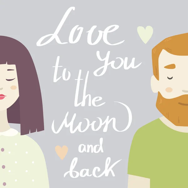 Hipster man and woman in love — Stock Vector