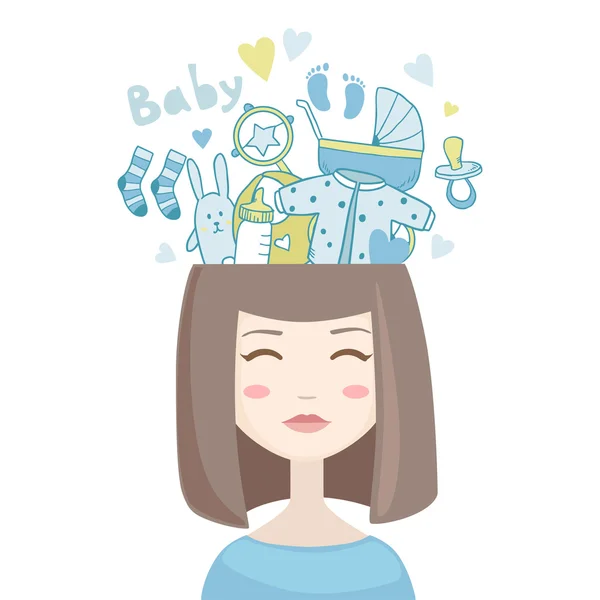 Woman thinking about baby boy — Stock Vector
