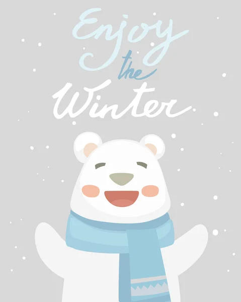 White happy cute white bear — Stock Vector