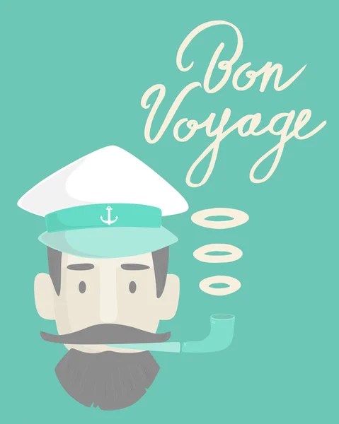 Conception avec capitaine dans le chapeau et le tuyau — Image vectorielle